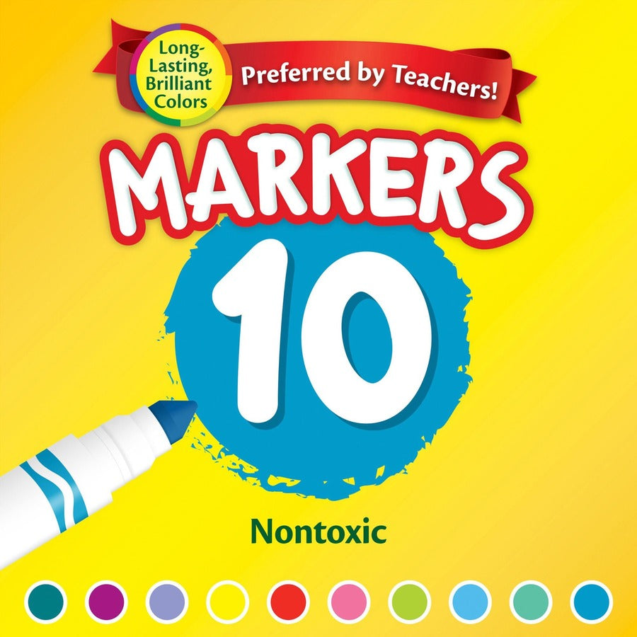 Image of Crayola 587725 Bright/Bold Broad Line Markers, Multicolor Ink, 10 / Pack