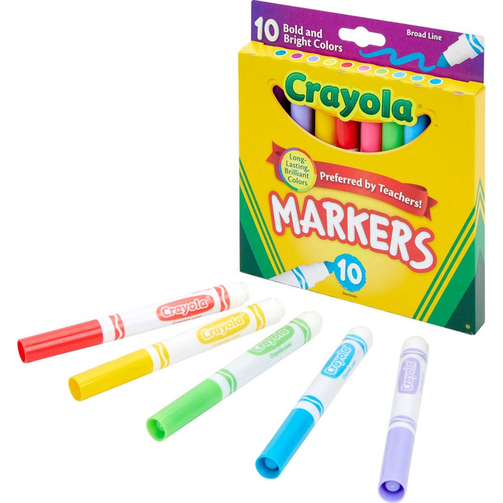 Image of Crayola 587725 Bright/Bold Broad Line Markers, Multicolor Ink, 10 / Pack