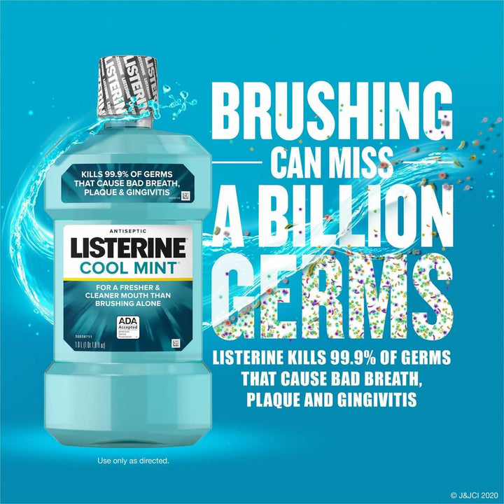 Image of Johnson & Johnson® Mouthwash,Anticavity,Cool Mint,1 Liter, Aqua