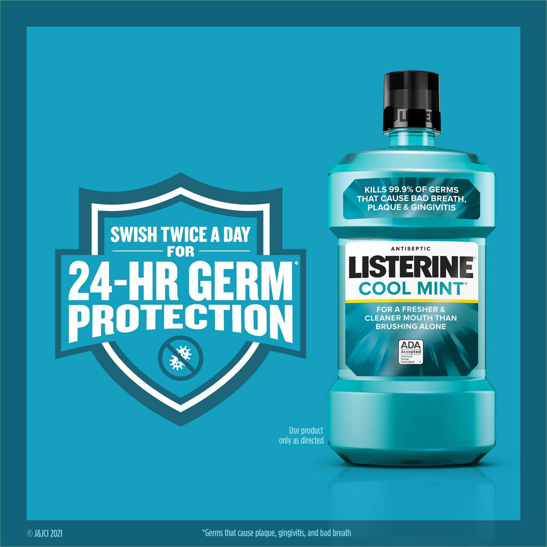 Image of Johnson & Johnson® Mouthwash,Anticavity,Cool Mint,1 Liter, Aqua