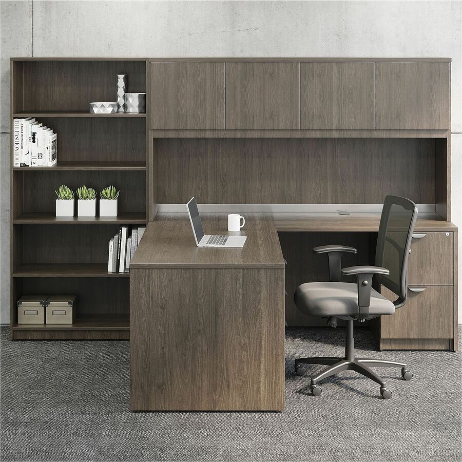 Image of Lorell Bookcase, 5-Shelf, Prominence, 34"Wx12"Dx69"H, Gray Elm