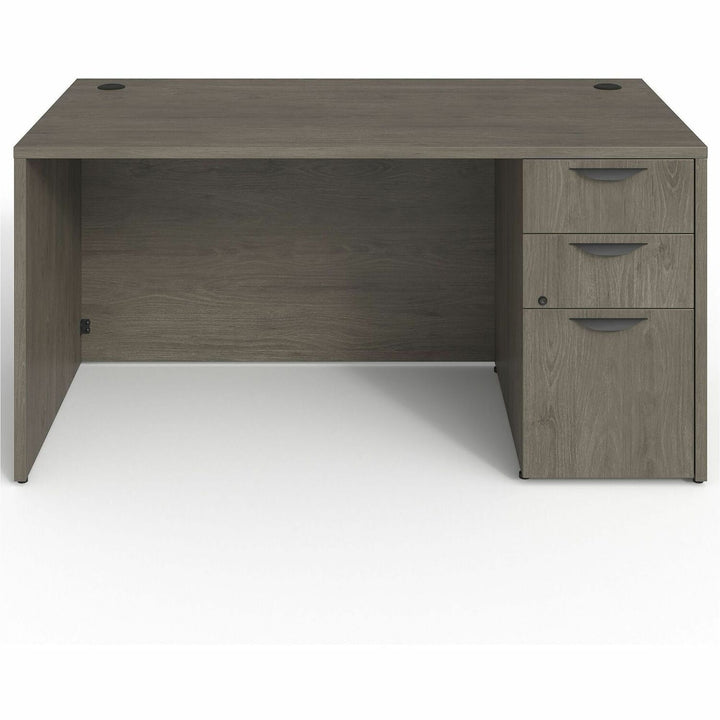 Image of Lorell Right-pedestal Desk, B/B/F, 60"Wx30"Dx29"H, Gray Elm