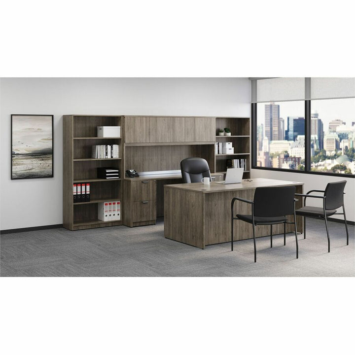 Image of Lorell Double-pedestal Desk, F/F, B/B/F, 72"x36"x29", Gray Elm