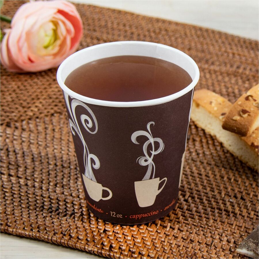 Image of Solo DWTG12STCT ThermoGuard 12 oz Double Walled Paper Hot Cups, 12 fl oz, Multi, Paper, Polyethylene, Hot Drink, Beverage, 30/Bag, 20 / Carton