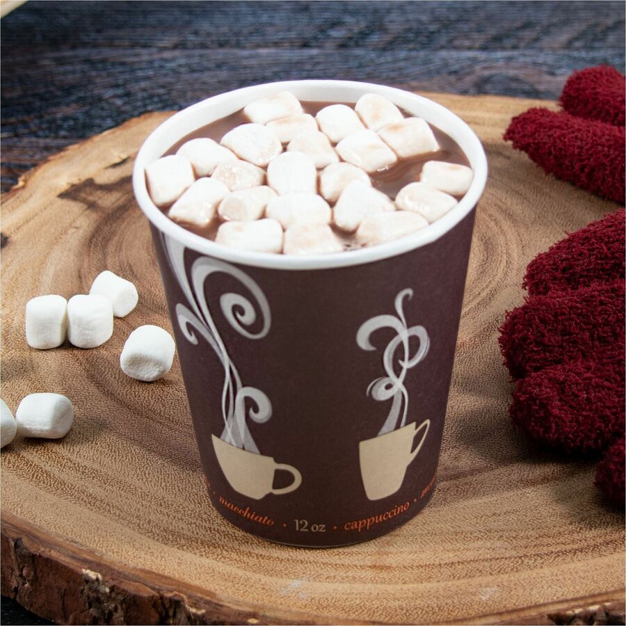 Image of Solo DWTG12STCT ThermoGuard 12 oz Double Walled Paper Hot Cups, 12 fl oz, Multi, Paper, Polyethylene, Hot Drink, Beverage, 30/Bag, 20 / Carton