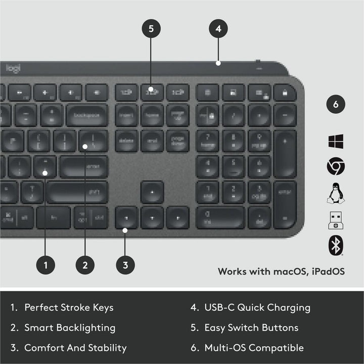Image of Logitech® MX Keys for Business Wireless Keyboard, Graphite