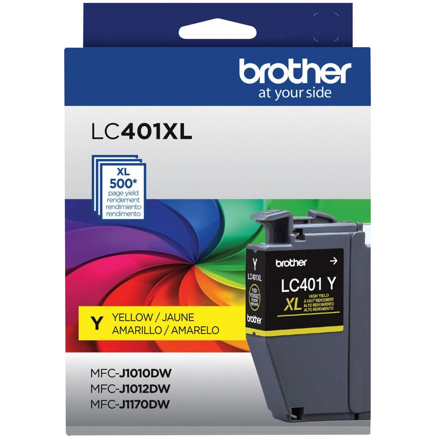 Image of Brother LC401XLYS LC401XLY Yellow Ink Cartridge, 500 Pages, 1 Each