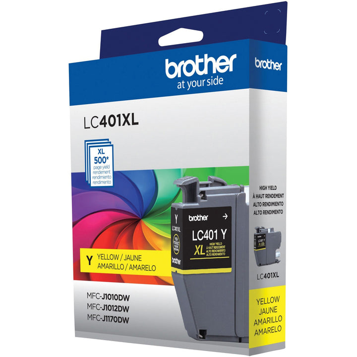 Image of Brother LC401XLYS LC401XLY Yellow Ink Cartridge, 500 Pages, 1 Each