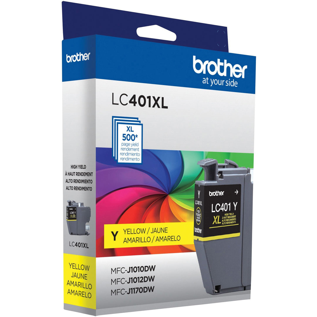 Image of Brother LC401XLYS LC401XLY Yellow Ink Cartridge, 500 Pages, 1 Each