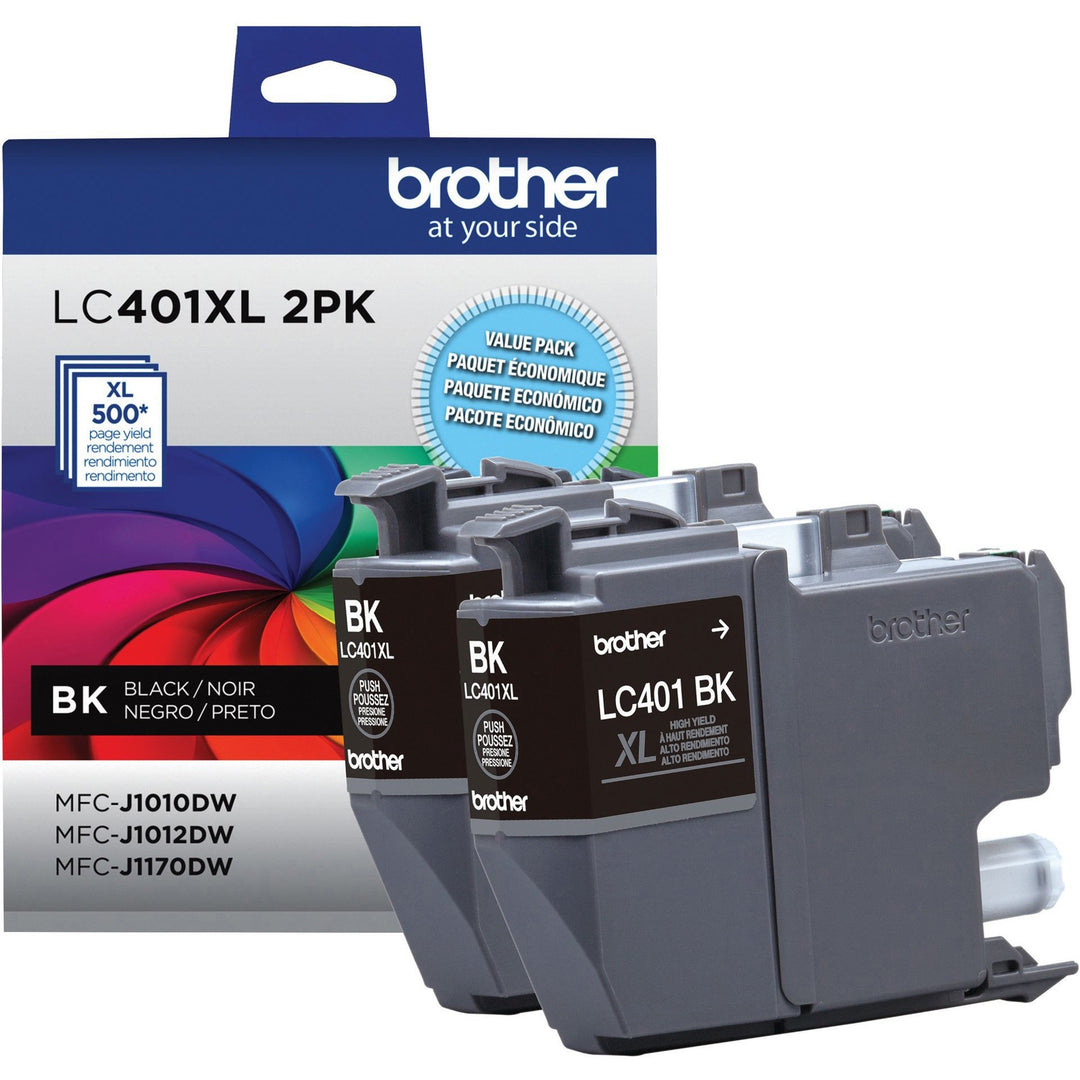 Image of Brother LC401XL2PKS 2-Pack High Yield Ink Cartridges, 500 Pages, 2 / Pack