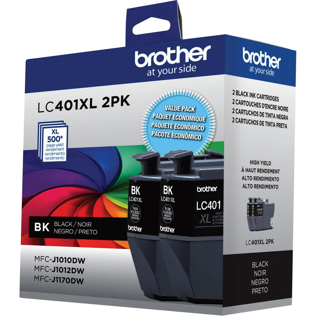 Image of Brother LC401XL2PKS 2-Pack High Yield Ink Cartridges, 500 Pages, 2 / Pack