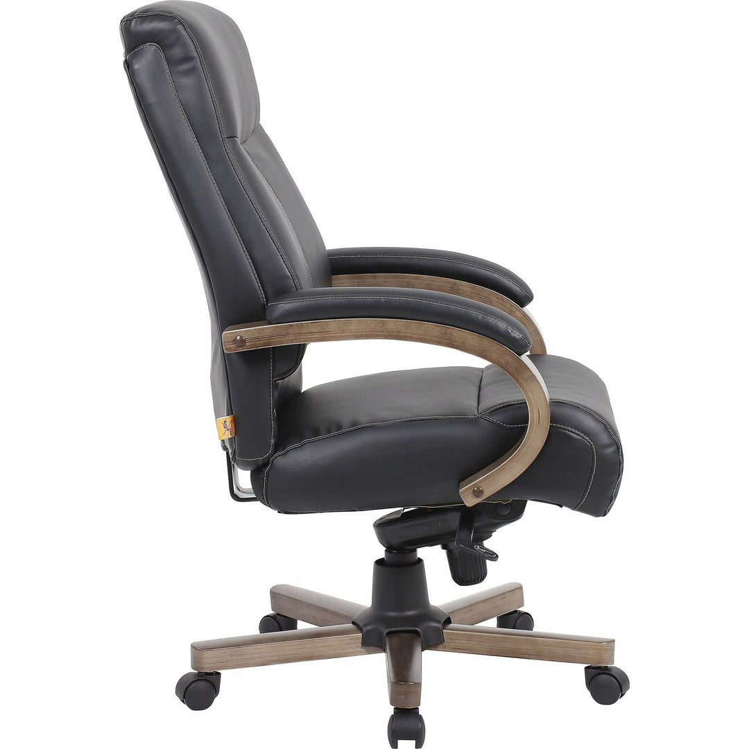 Image of Lorell Hi-Back Exec Chair,26.77"x29.5"x42.91"-45.87",BK/GYWoodgrain