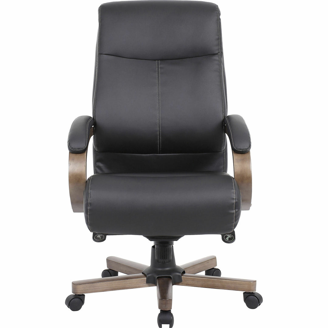 Image of Lorell Hi-Back Exec Chair,26.77"x29.5"x42.91"-45.87",BK/GYWoodgrain