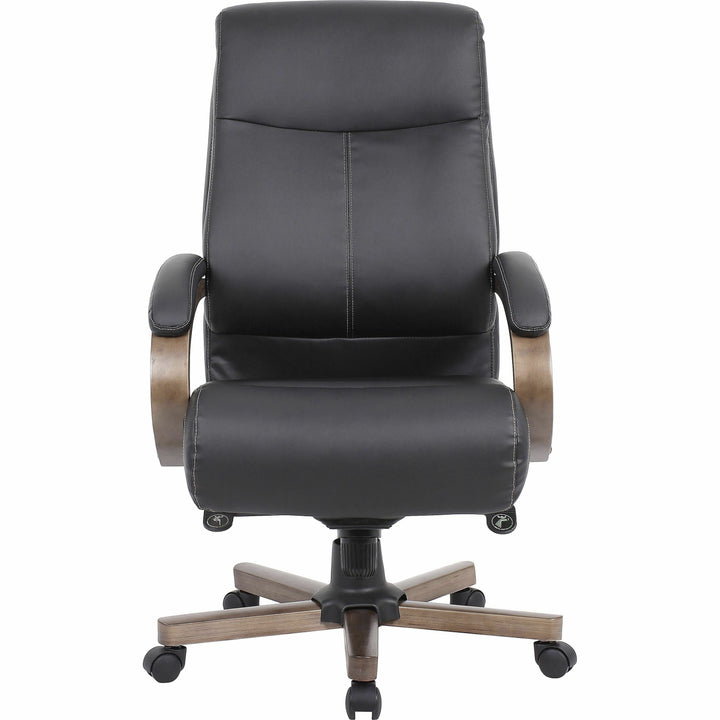 Image of Lorell Hi-Back Exec Chair,26.77"x29.5"x42.91"-45.87",BK/GYWoodgrain