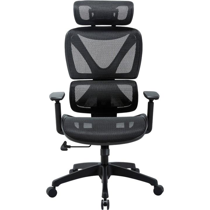 Image of Lorell High-Back Chair,w/Headrest,Mesh,28-3/8"x30-3/4",49-1/4",BK