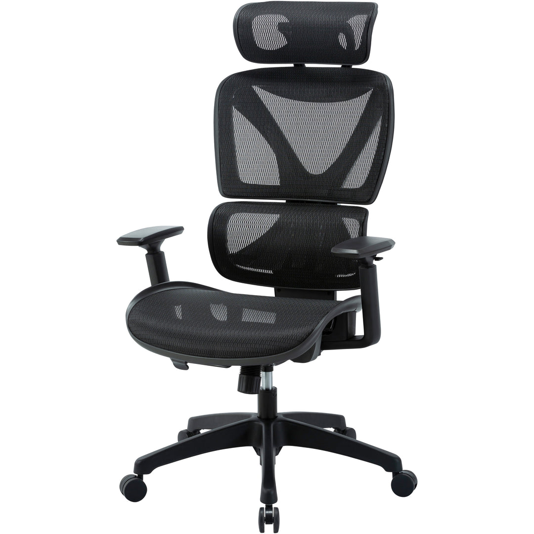 Image of Lorell High-Back Chair,w/Headrest,Mesh,28-3/8"x30-3/4",49-1/4",BK