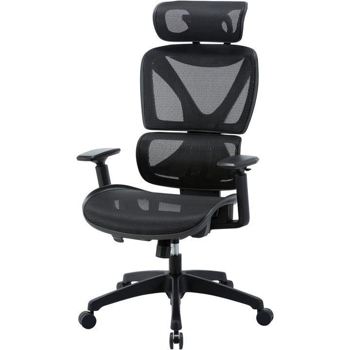 Image of Lorell High-Back Chair,w/Headrest,Mesh,28-3/8"x30-3/4",49-1/4",BK
