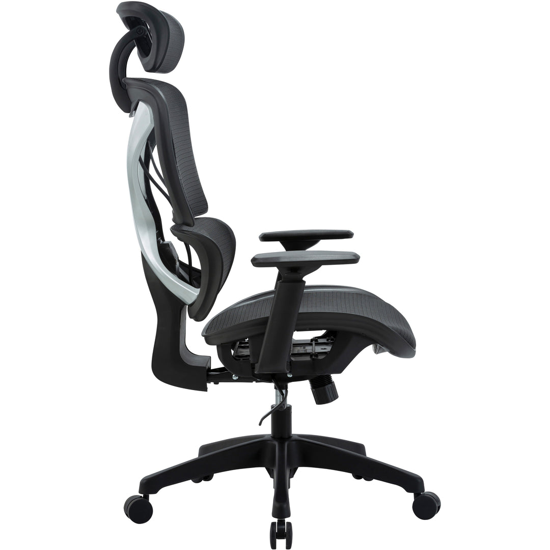 Image of Lorell High-Back Chair,w/Headrest,Mesh,28-3/8"x30-3/4",49-1/4",BK