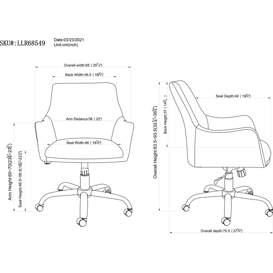 Image of Lorell Task Chair, Fabric, 25-5/8"x27-3/4"x32-7/8" to 36-3/4", Gray