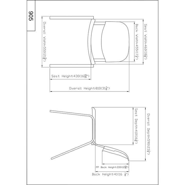 Image of Lorell Stack Chair,Poly/Metal,21-5/8"x23-1/4"x31-7/8",4/CT,BK
