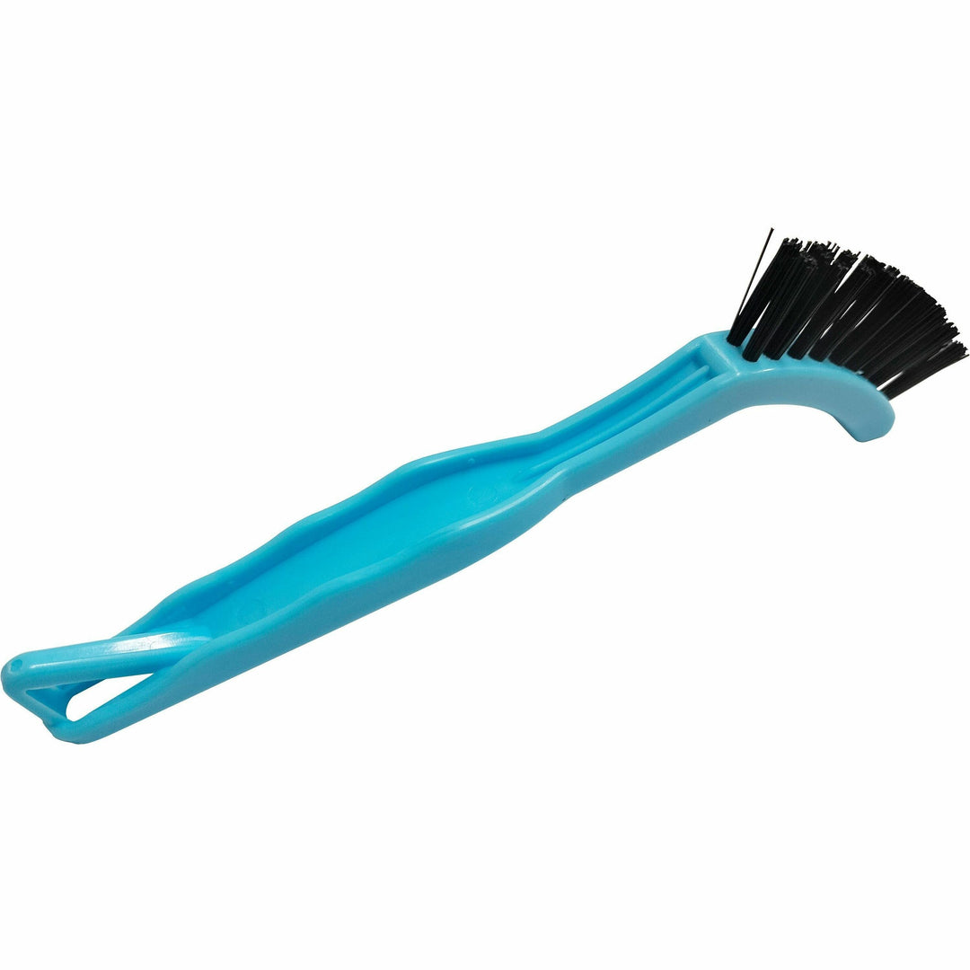 Image of Genuine Joe Scrub Brush,Nylon,f/Grout,Plastic Handle,8"L,Black/Blue