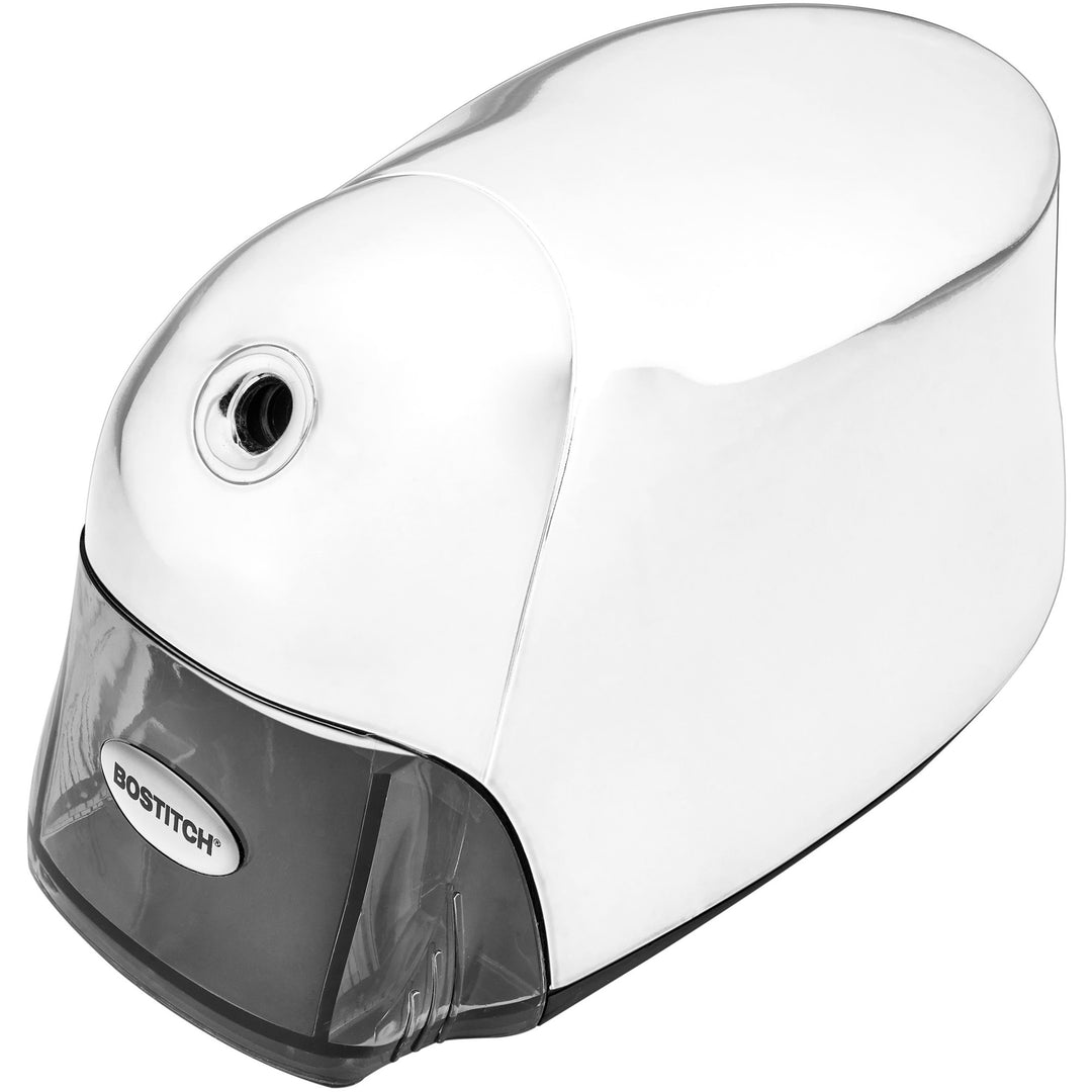 Image of Bostitch® Pencil Sharpener, Electric, Tip Saver, 4"x7-1/2"x5", Chrome