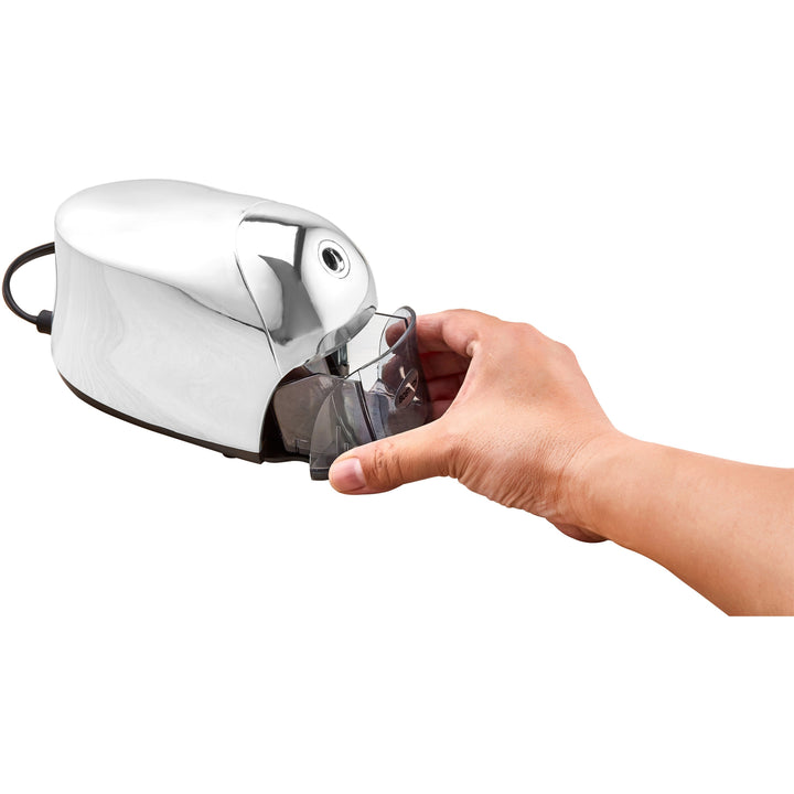 Image of Bostitch® Pencil Sharpener, Electric, Tip Saver, 4"x7-1/2"x5", Chrome