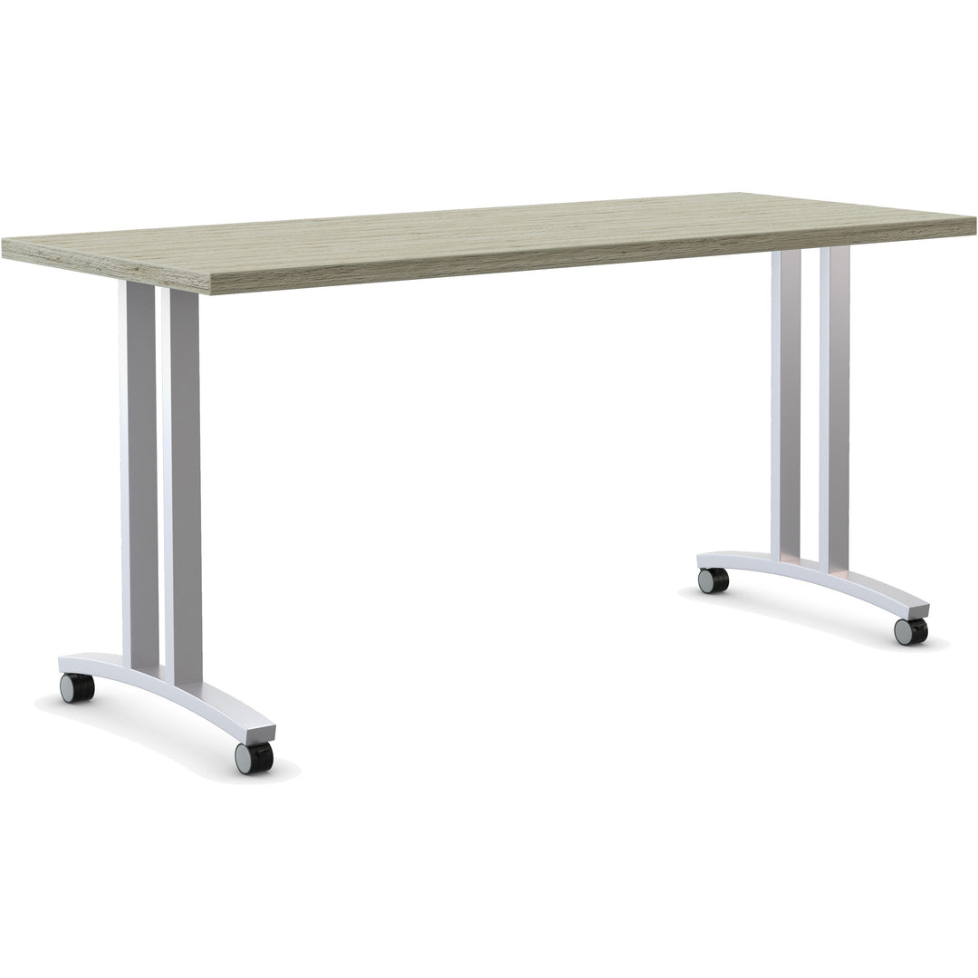 Image of Special-T Base,2 T-Legs,Casters,f/36"-84"Tops,2"x1",Metallic Silver