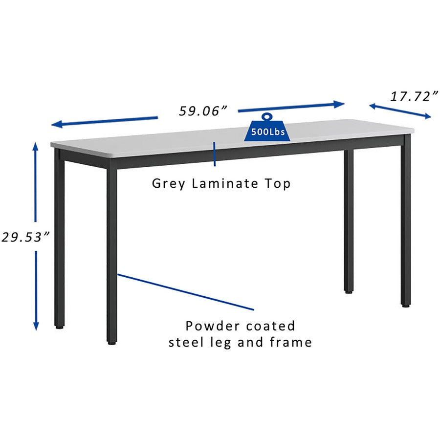 Image of Lorell Utility Table,Melamine/Steel,59.06"x17.72"x29.53",BK/GY
