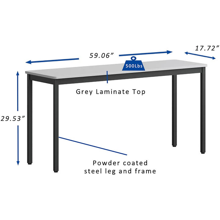 Image of Lorell Utility Table,Melamine/Steel,59.06"x17.72"x29.53",BK/GY