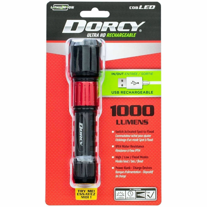 Image of Dorcy Ultra HD 41-4358 Ultra 1000 Lumen USB Rechargeable Flashlight With Powerbank
