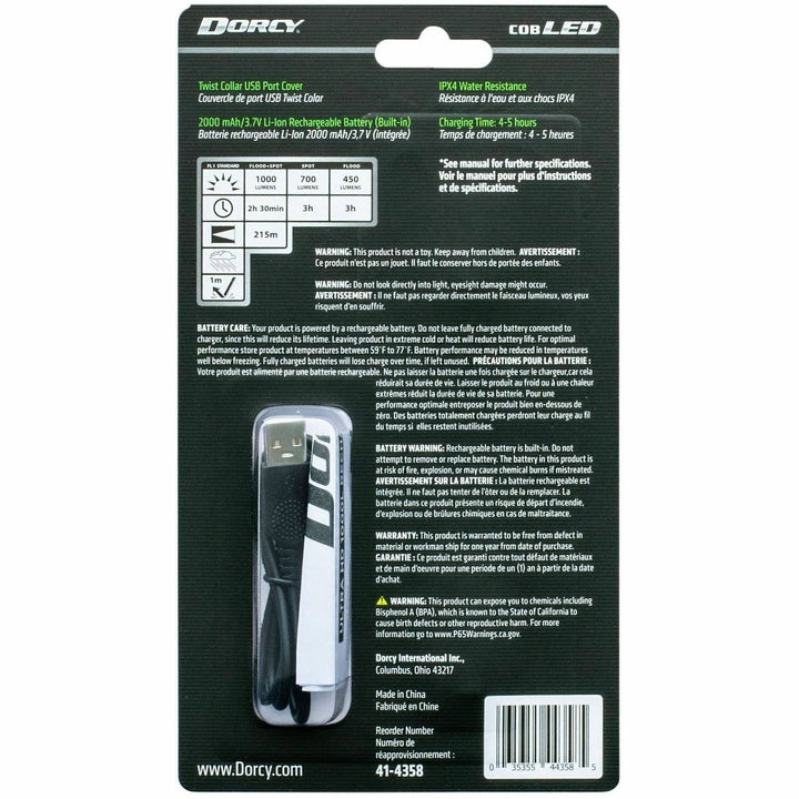 Image of Dorcy Ultra HD 41-4358 Ultra 1000 Lumen USB Rechargeable Flashlight With Powerbank