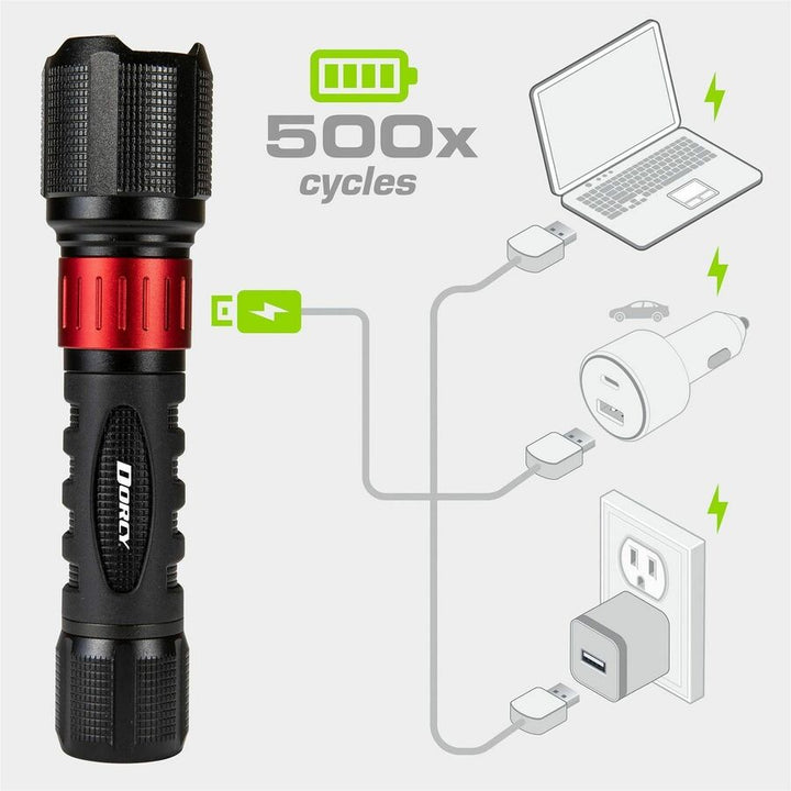 Image of Dorcy Ultra HD 41-4358 Ultra 1000 Lumen USB Rechargeable Flashlight With Powerbank