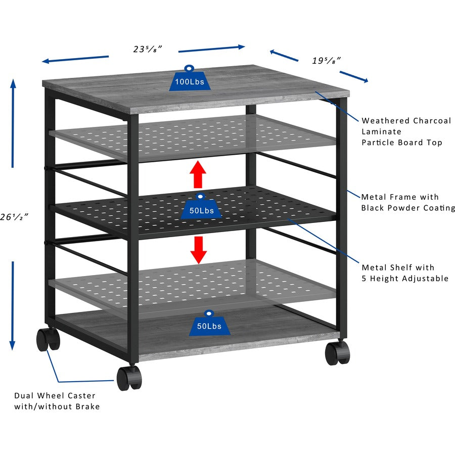 Image of Lorell Machine Stand,Mobile,200 lb Cap,23-5/8"x19-5/8"x26-1/2",CL