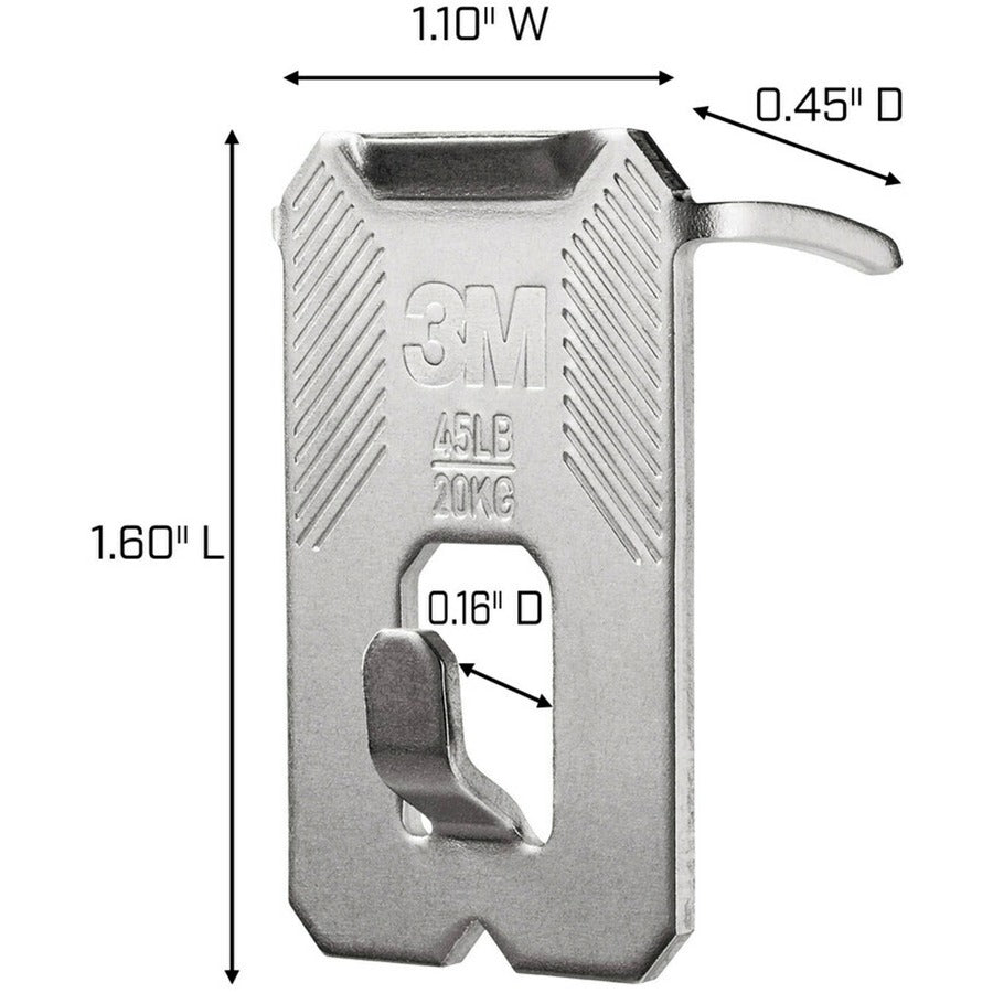 Image of 3M Picture Hangers,Steel,45 lb Cap,1.21"x0.45"x2",10/PK,SR
