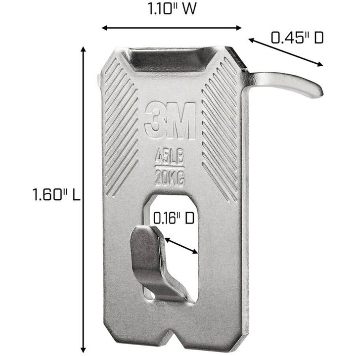 Image of 3M Picture Hangers,Steel,45 lb Cap,1.21"x0.45"x2",10/PK,SR
