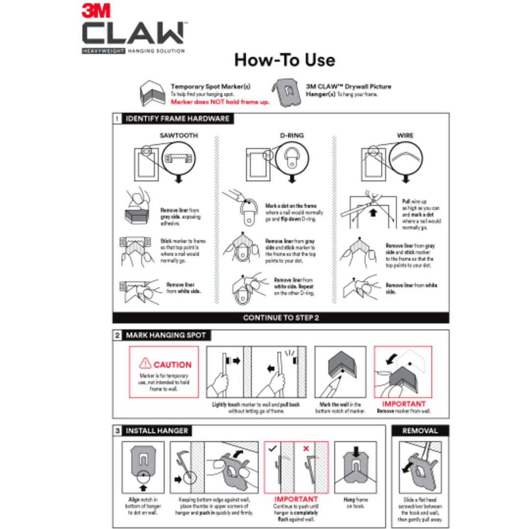 Image of 3M Picture Hangers,Steel,45 lb Cap,1.21"x0.45"x2",10/PK,SR