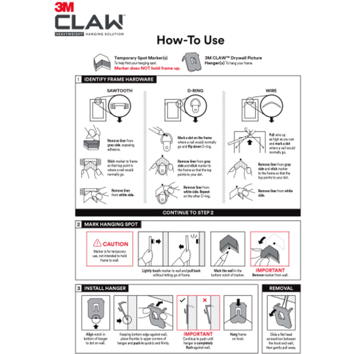 Image of 3M Picture Hangers,Steel,45 lb Cap,1.21"x0.45"x2",10/PK,SR