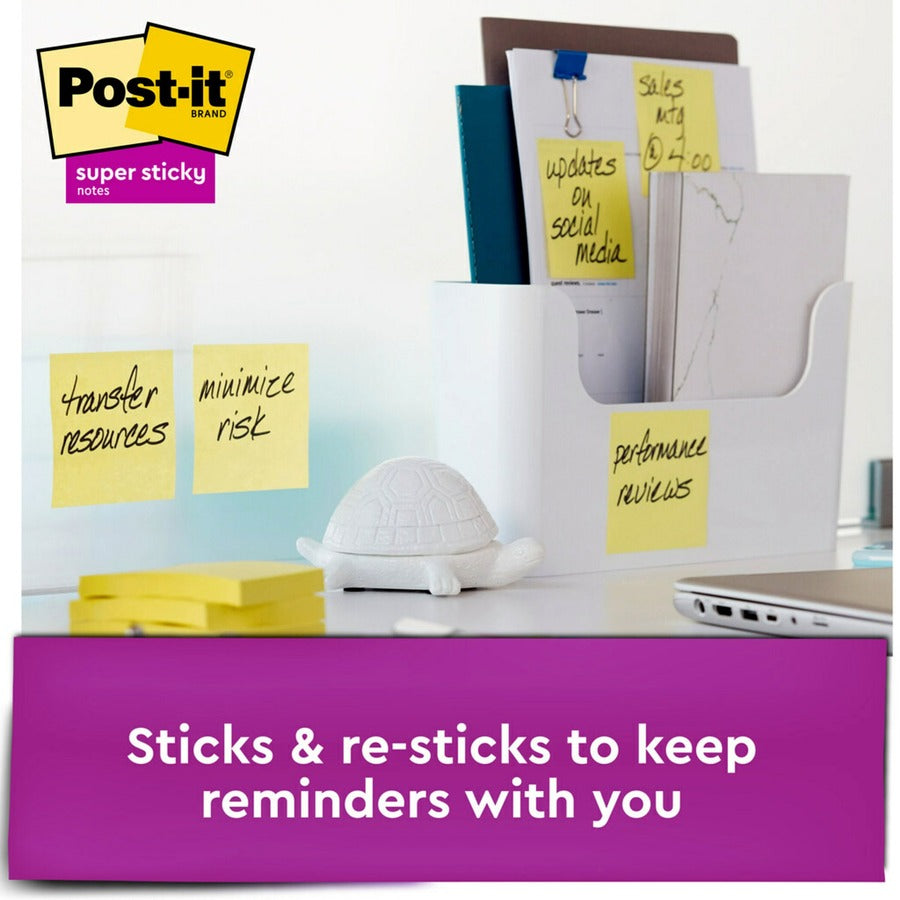 Image of Post-it® Dispenser Notes Super Sticky Pop-up 3 x 3 Note Refill, Cabinet Pack, 3" x 3", Canary Yellow, 90 Sheets/Pad, 18 Pads/Pack