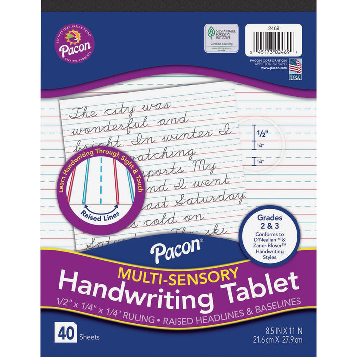Image of Pacon® Handwriting Tablet,Raised,Short-Rld,40 Shts,8-1/2"x11",WE