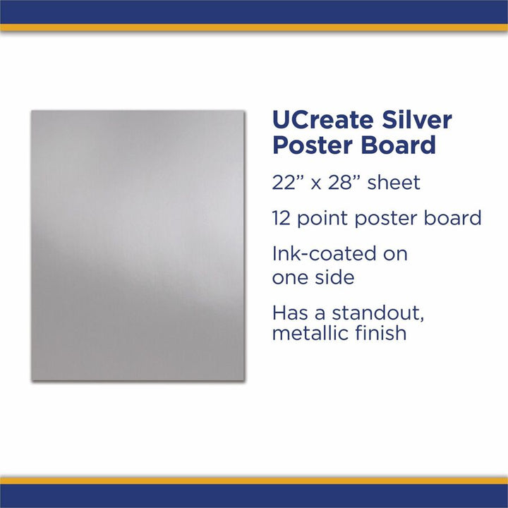 Image of Pacon® Board,1-sided Metallic,22"x28",25/CT,Silver