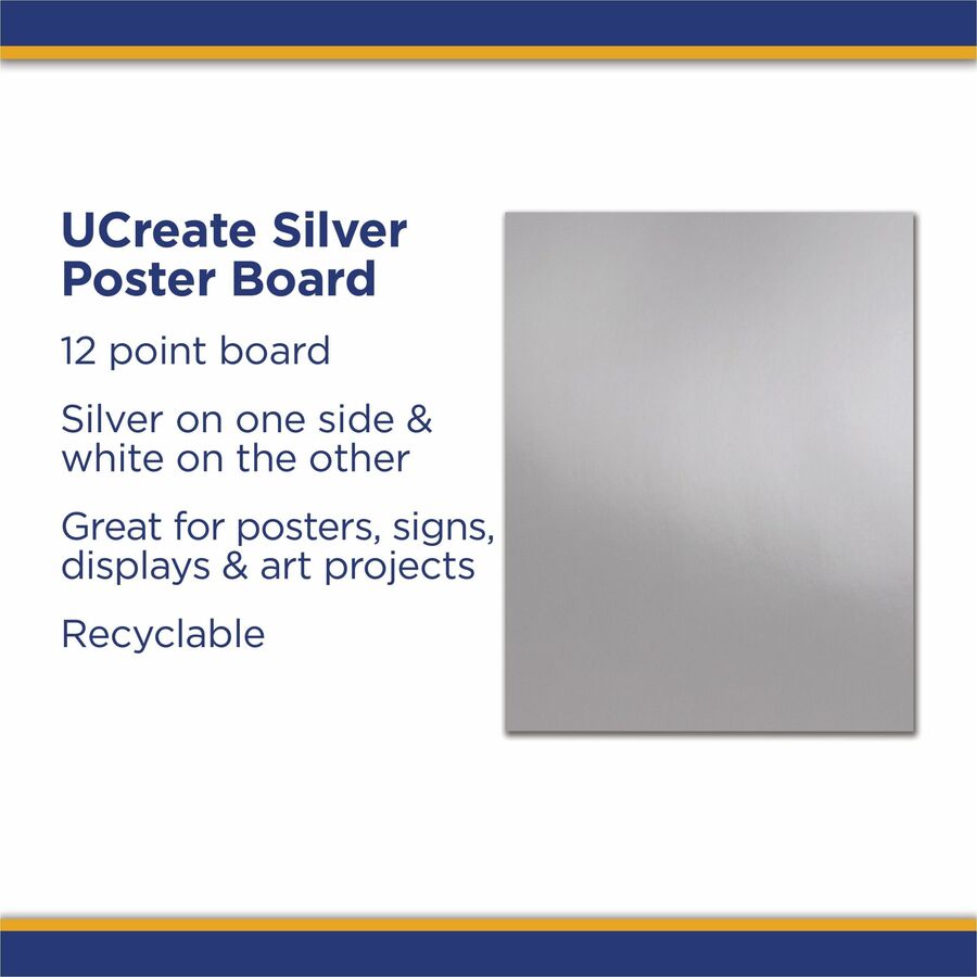 Image of Pacon® Board,1-sided Metallic,22"x28",25/CT,Silver