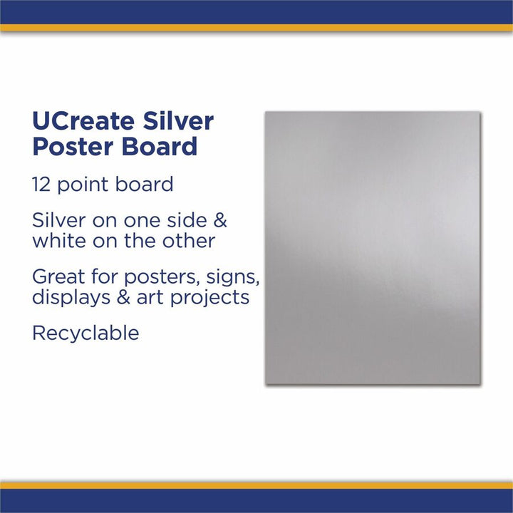 Image of Pacon® Board,1-sided Metallic,22"x28",25/CT,Silver