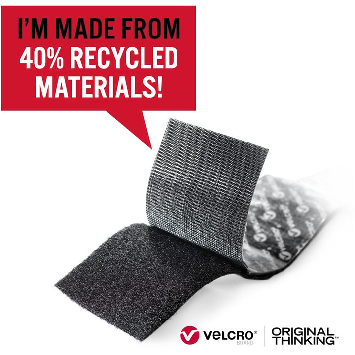 Image of VELCRO® Brand Mounting Tape,Industrial,Recycled,10 lb Cap,1-7/8"x8',BK