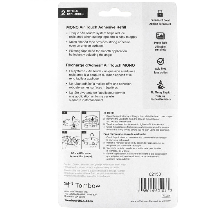 Image of Tombow® Glue Tape,f/Air Touch Dispenser,Permanent,1/3"x630",WE