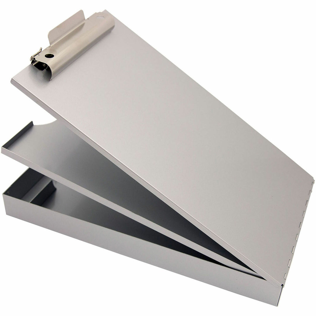 Image of Saunders 21018 Cruiser Mate Form Holder with Storage, 1" Clip Capacity, Top Opening, 8 1/2" x 14" Sheet Size, Aluminum, Gray, 1 Each