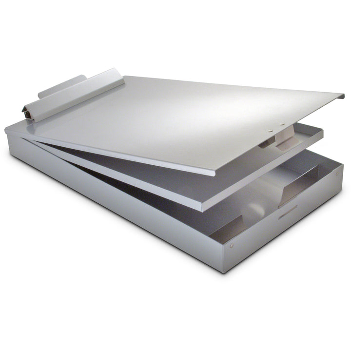 Image of Saunders 21018 Cruiser Mate Form Holder with Storage, 1" Clip Capacity, Top Opening, 8 1/2" x 14" Sheet Size, Aluminum, Gray, 1 Each