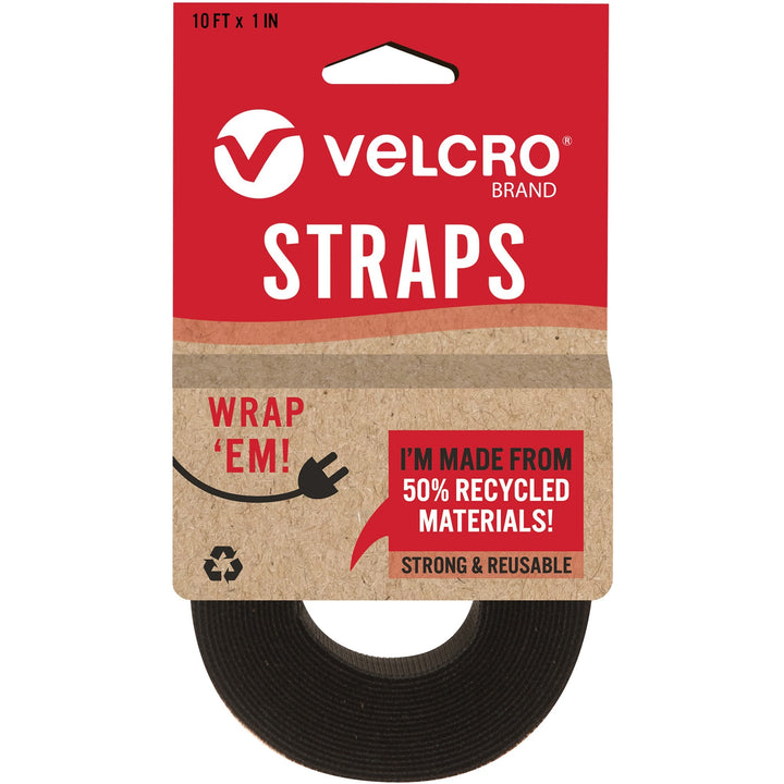 Image of VELCRO® Brand Strap,Adjustable,Reusable,Recycled,1"x10',Black