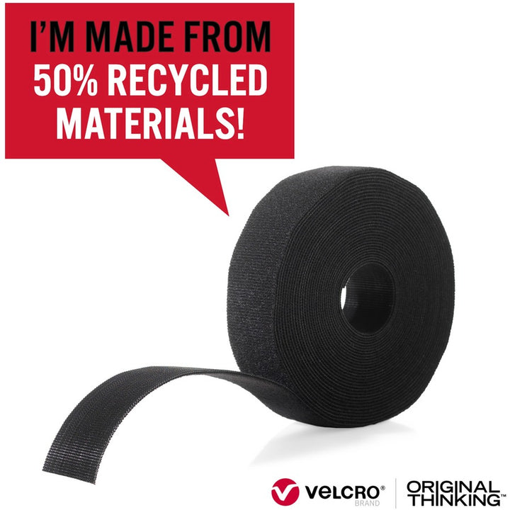 Image of VELCRO® Brand Strap,Adjustable,Reusable,Recycled,1"x10',Black
