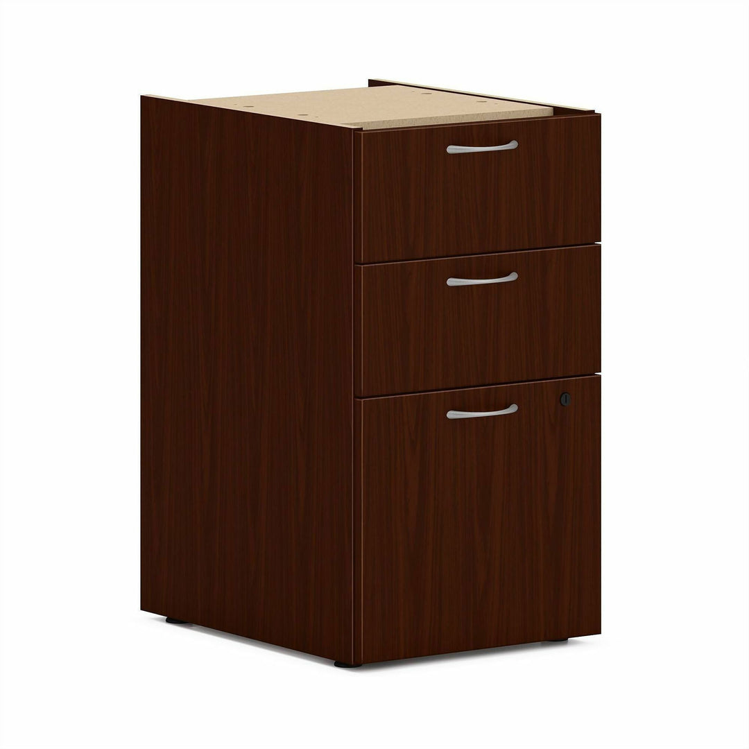 Image of HON® Mod Support Pedestal, Left Or Right, 3-Drawers: Box/box/file, Legal/letter, Traditional Mahogany, 15" X 20" X 28"